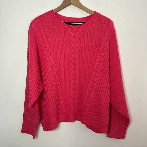 Tommy Hilfiger Women's Cable-Knit Drop-Shoulder Pink Sweater Size XL - Picture 2 of 8